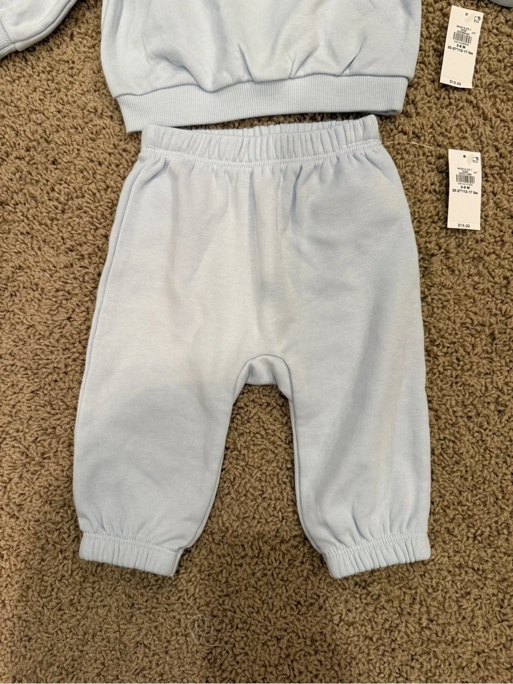 Old Navy Light Blue Sweatshirt & Sweatpants Set with Bee Embellishment 3-6M